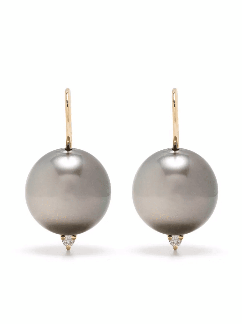 14kt gold diamond pearl earrings - Image 1