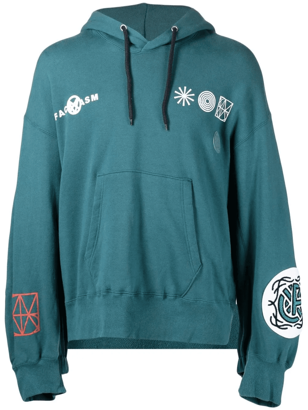 embroidered drawstring-fastening hoodie - Image 1