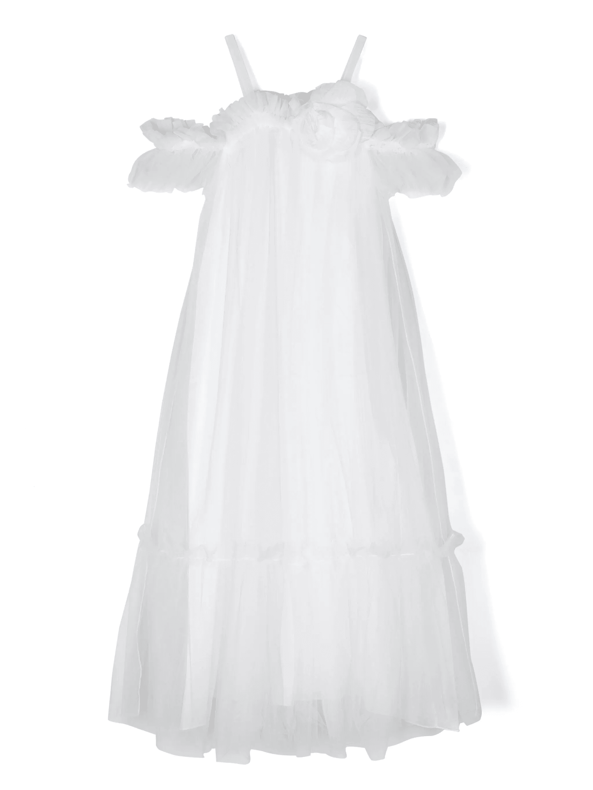 floral-appliqué tulle dress - Image 1