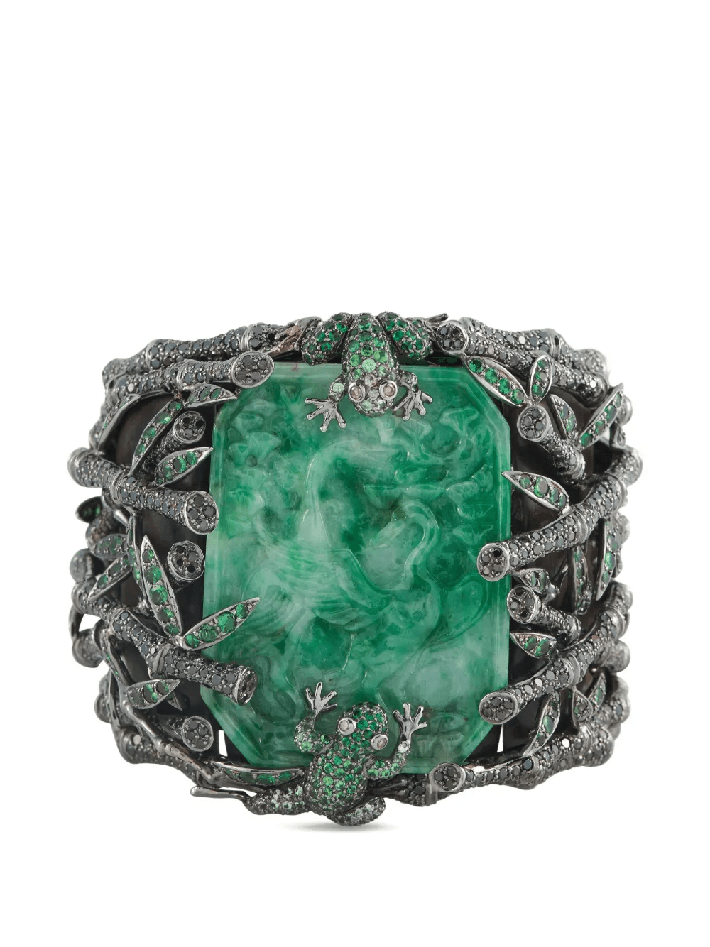 jade and diamond cuff bracelet - Image 1