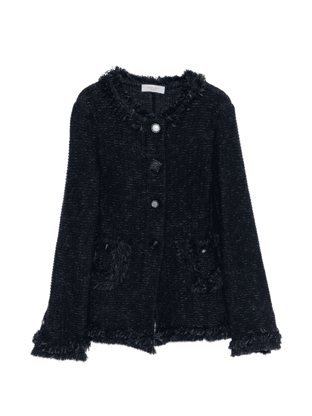 frayed-detail buttoned cardigan - Image 1