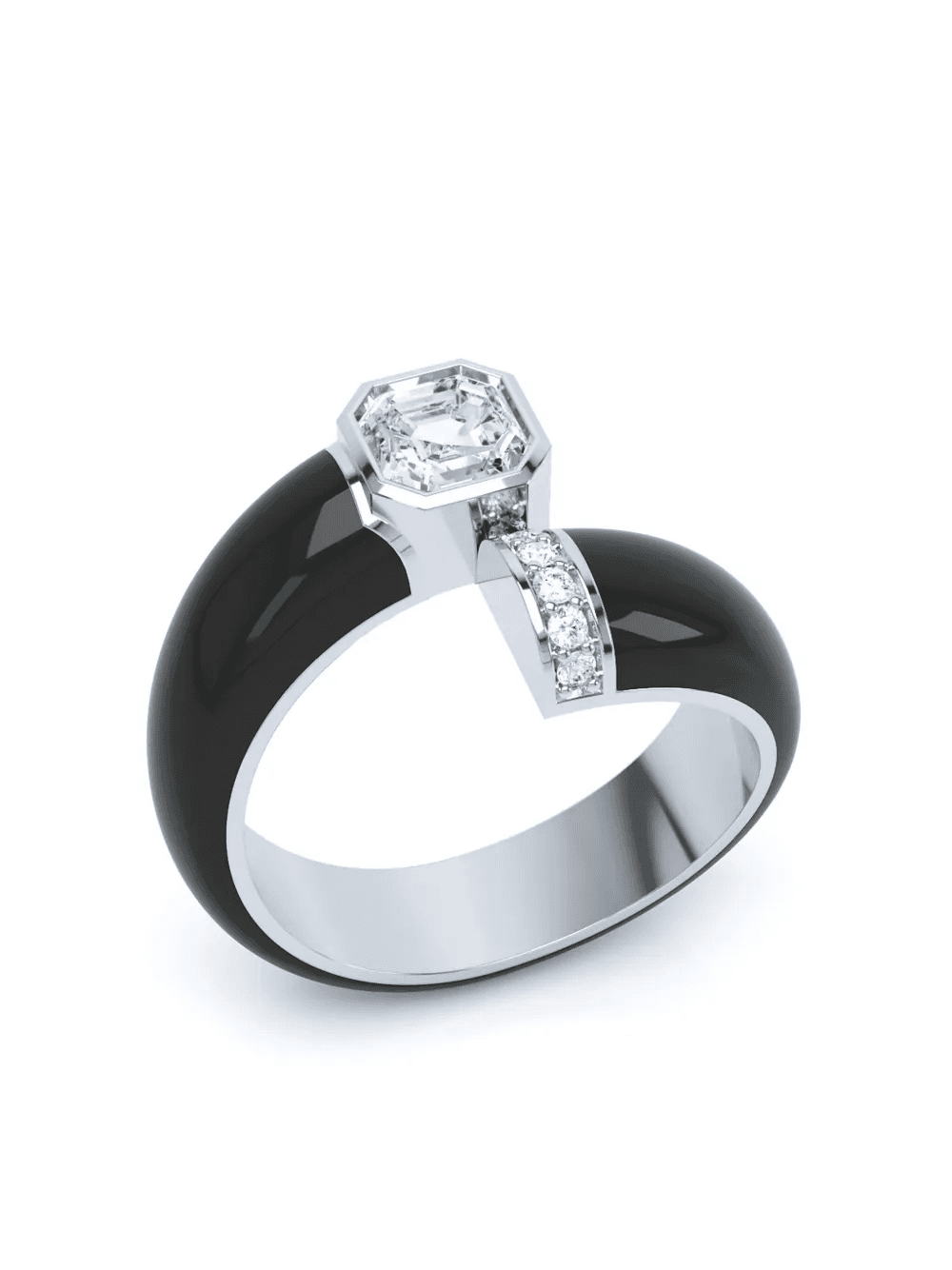 18K recycled white gold Toi et Moi diamond ring - Image 1