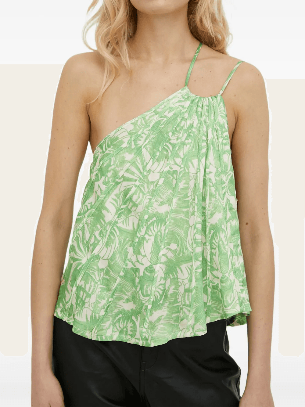one-shoulder pleated top - Image 1
