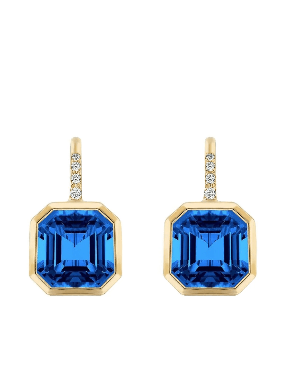 18K yellow gold topaz diamond earrings - Image 1