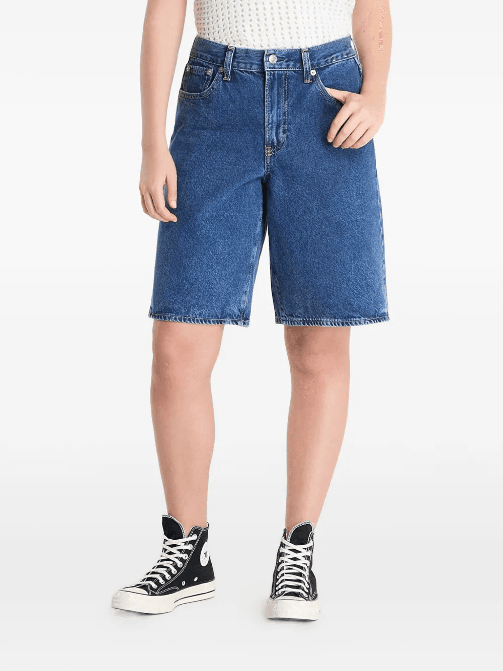 high-waisted denim shorts - Image 1