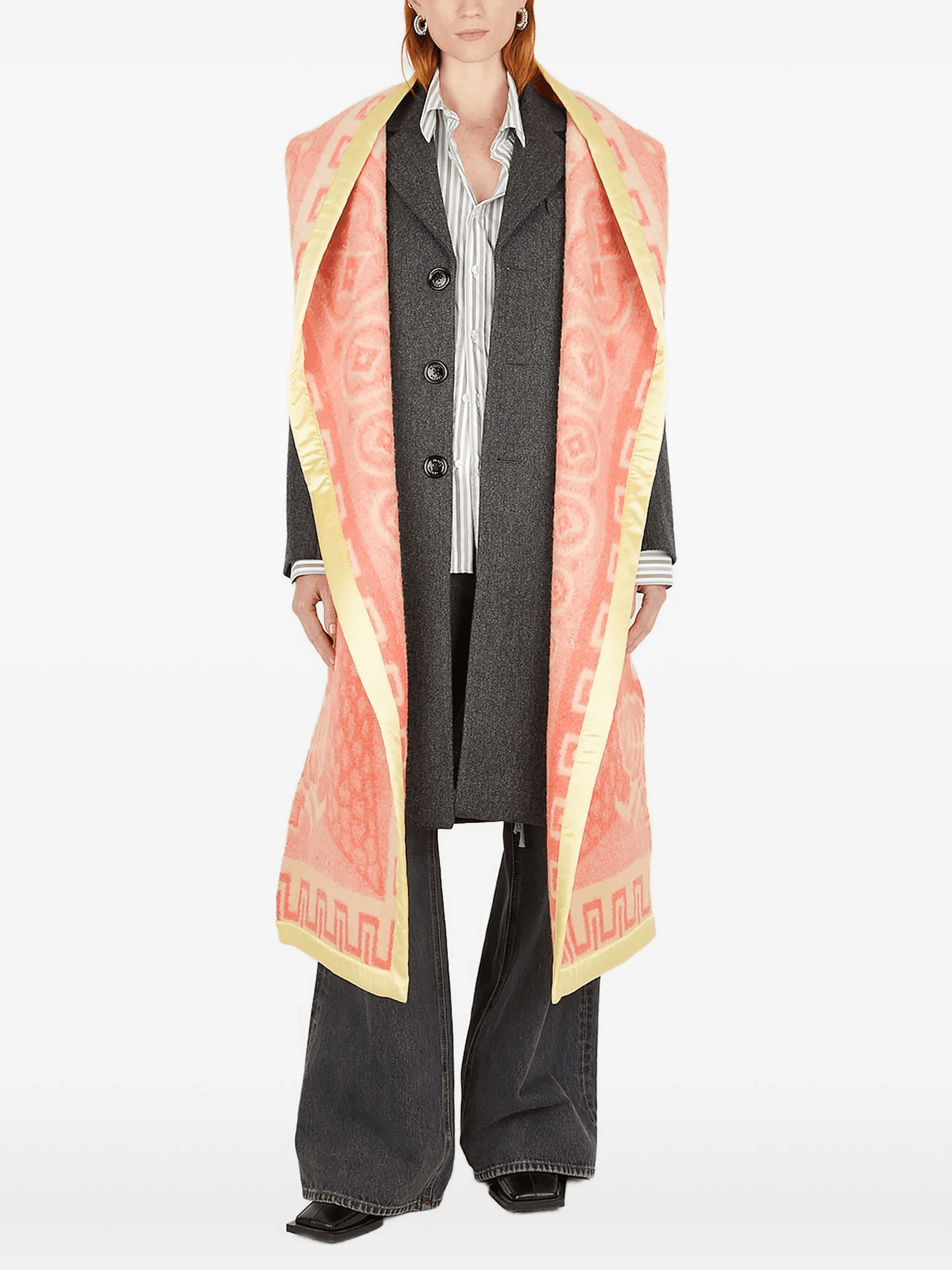 detachable-scarf wool coat - Image 1