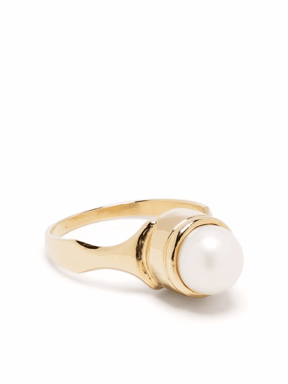 gold-plated silver freshwater pearl signet ring - Image 1