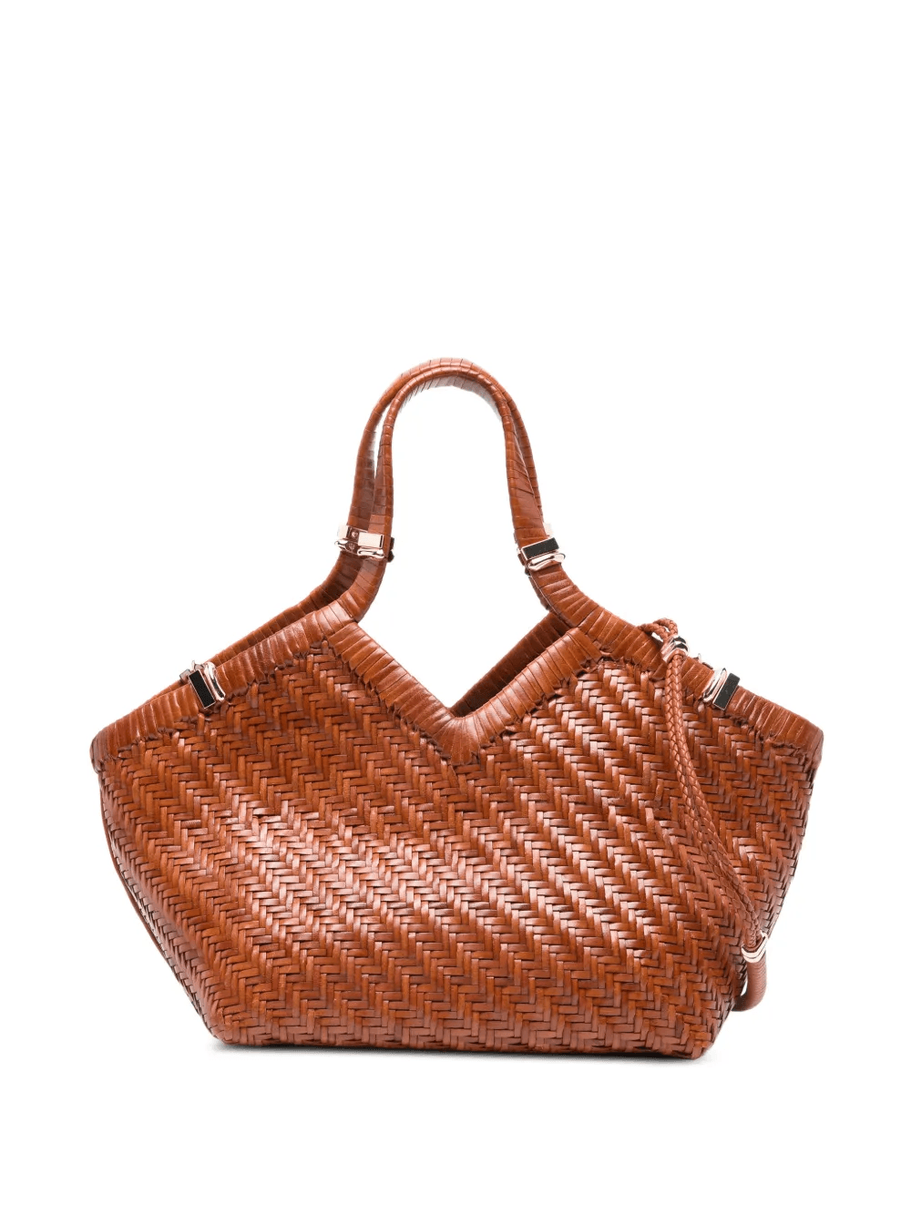 woven leather tote bag - Image 1