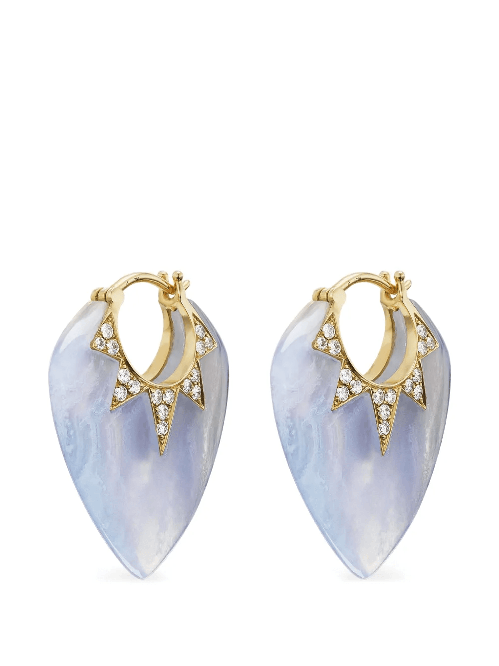 Blue Lace Agate Classic Guitar Pick Earrings - Image 1