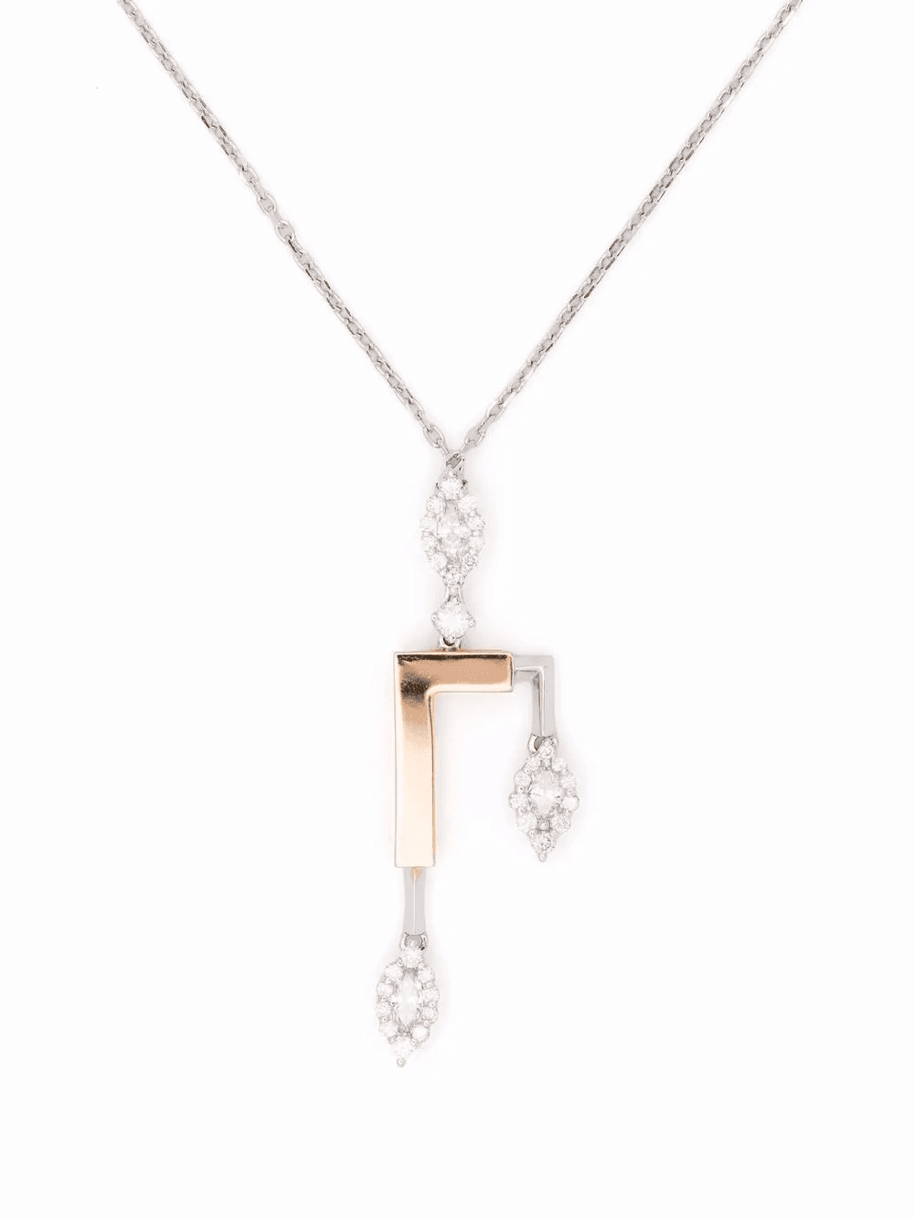 18kt gold diamond structured pendant necklace - Image 1