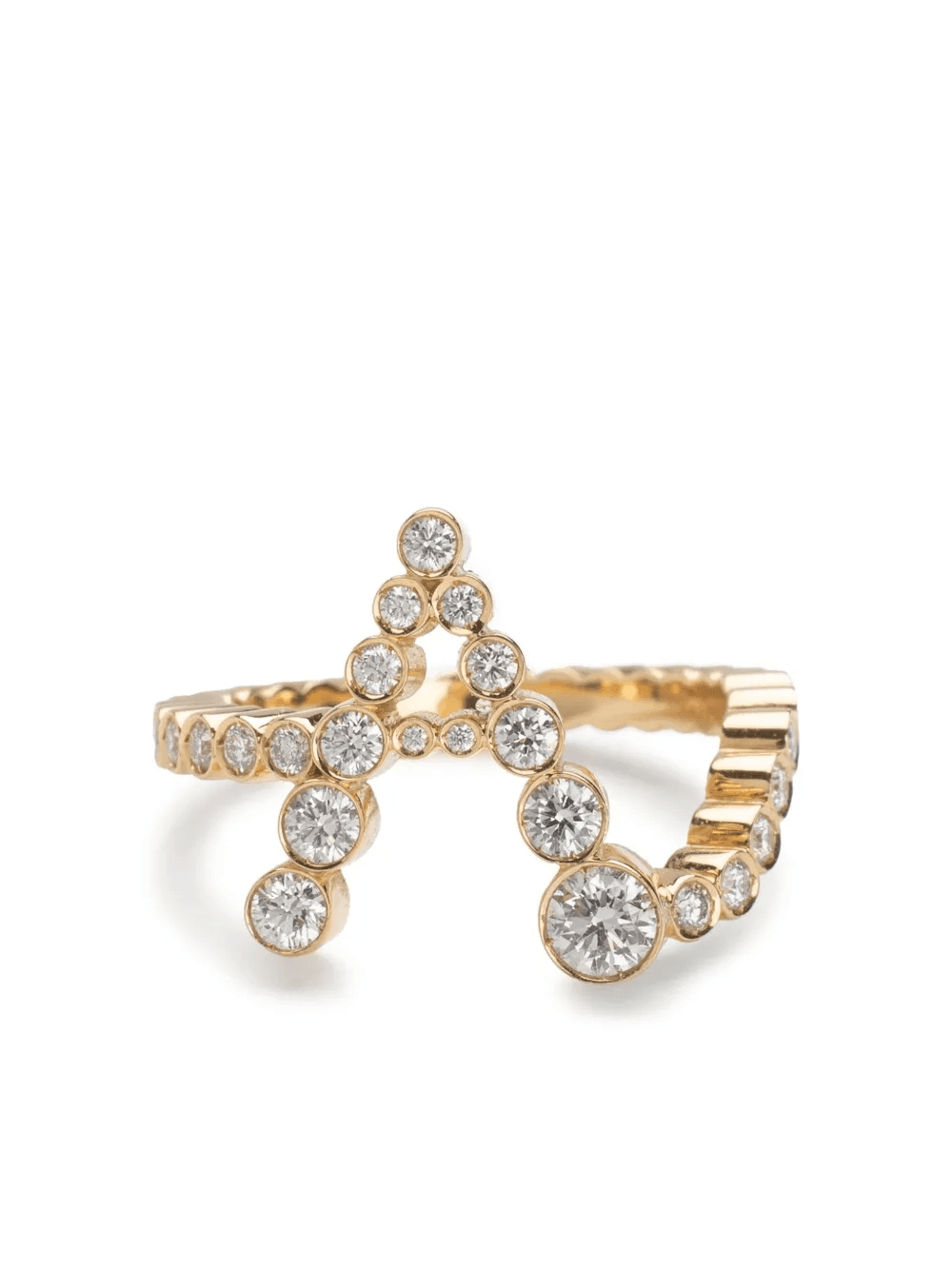 18kt recycled yellow gold A letter diamond ring - Image 1