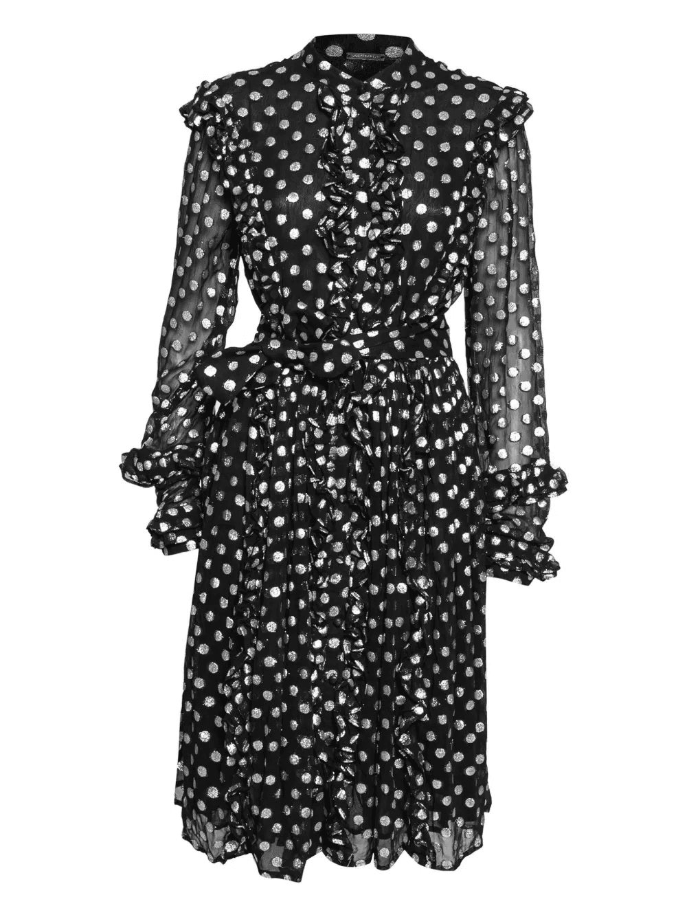 pre-owned polka-dot chiffon dress - Image 1