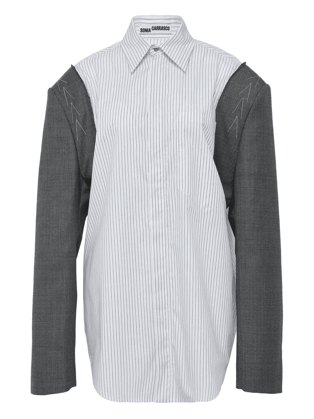 striped tailored-sleeve shirt - Image 1