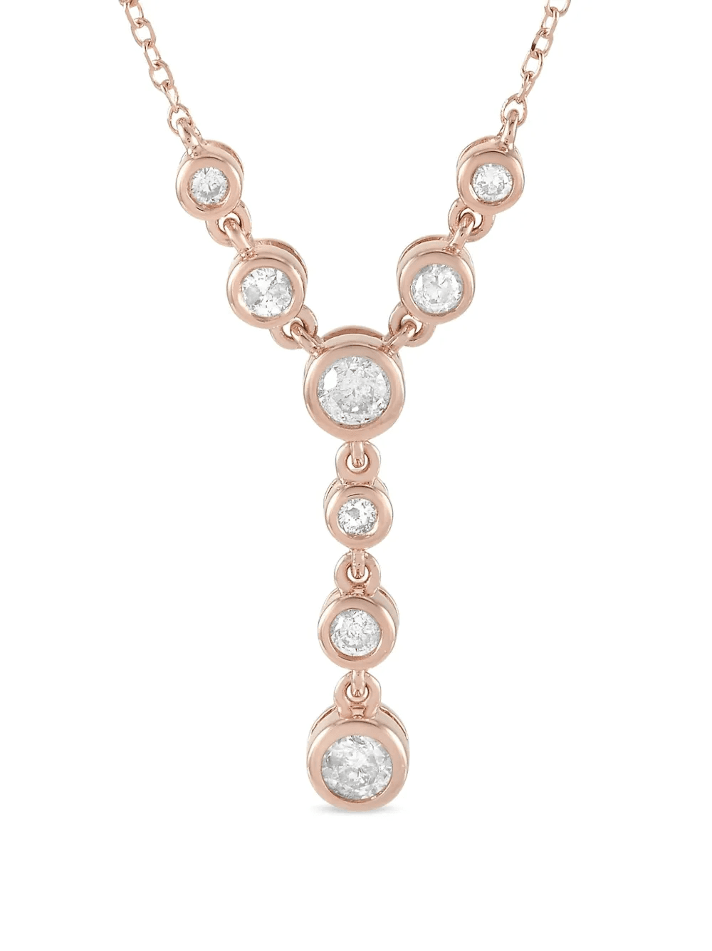 14K rose gold diamond necklace - Image 1
