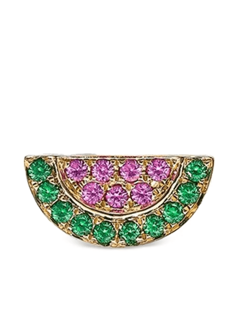 14K yellow gold watermelon tsavorite earrings - Image 1