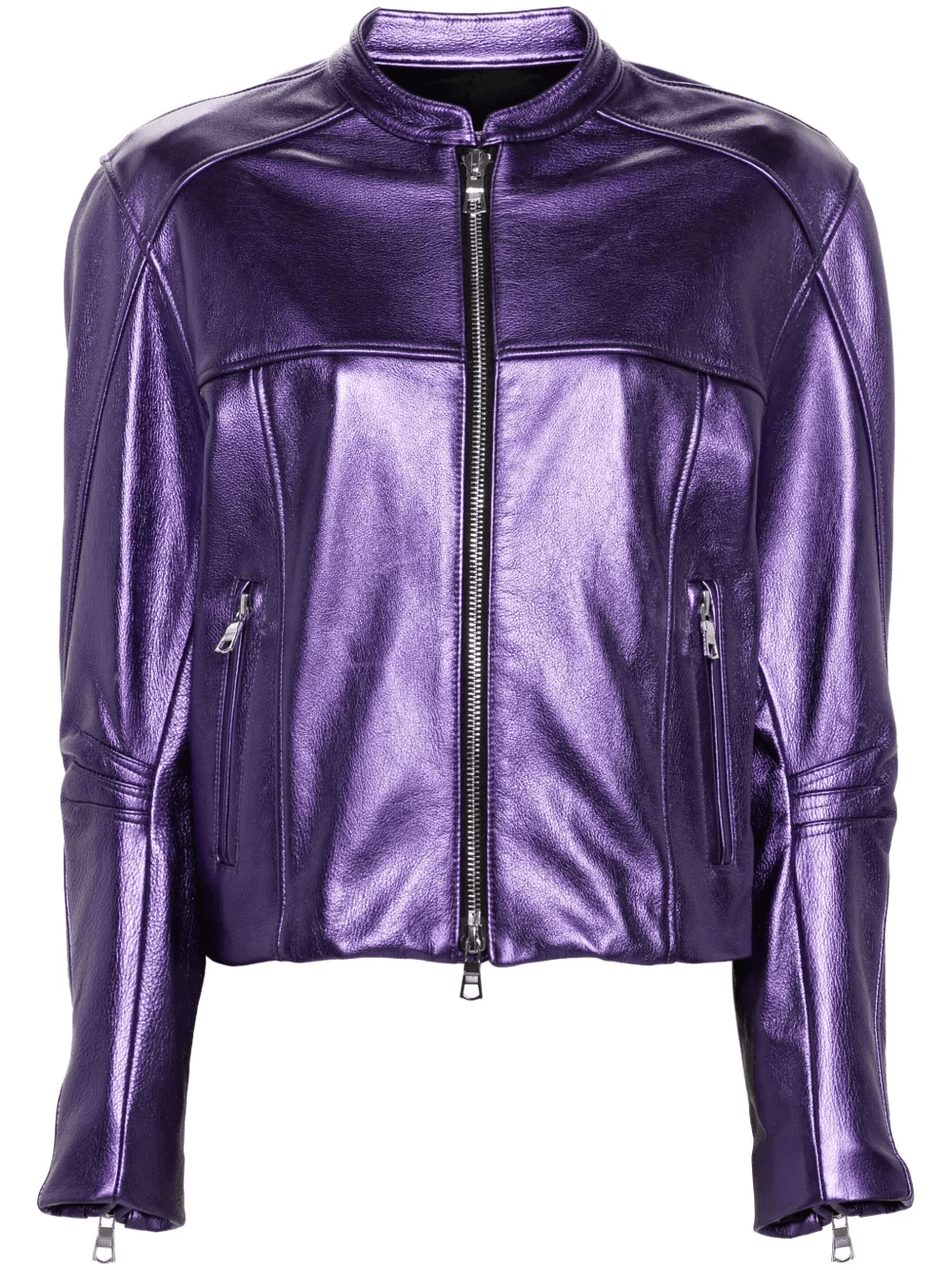 metallic leather bomber jacket - Image 1