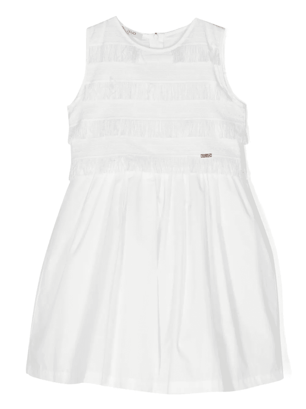 logo-plaque fringed sleeveless dress - Image 1