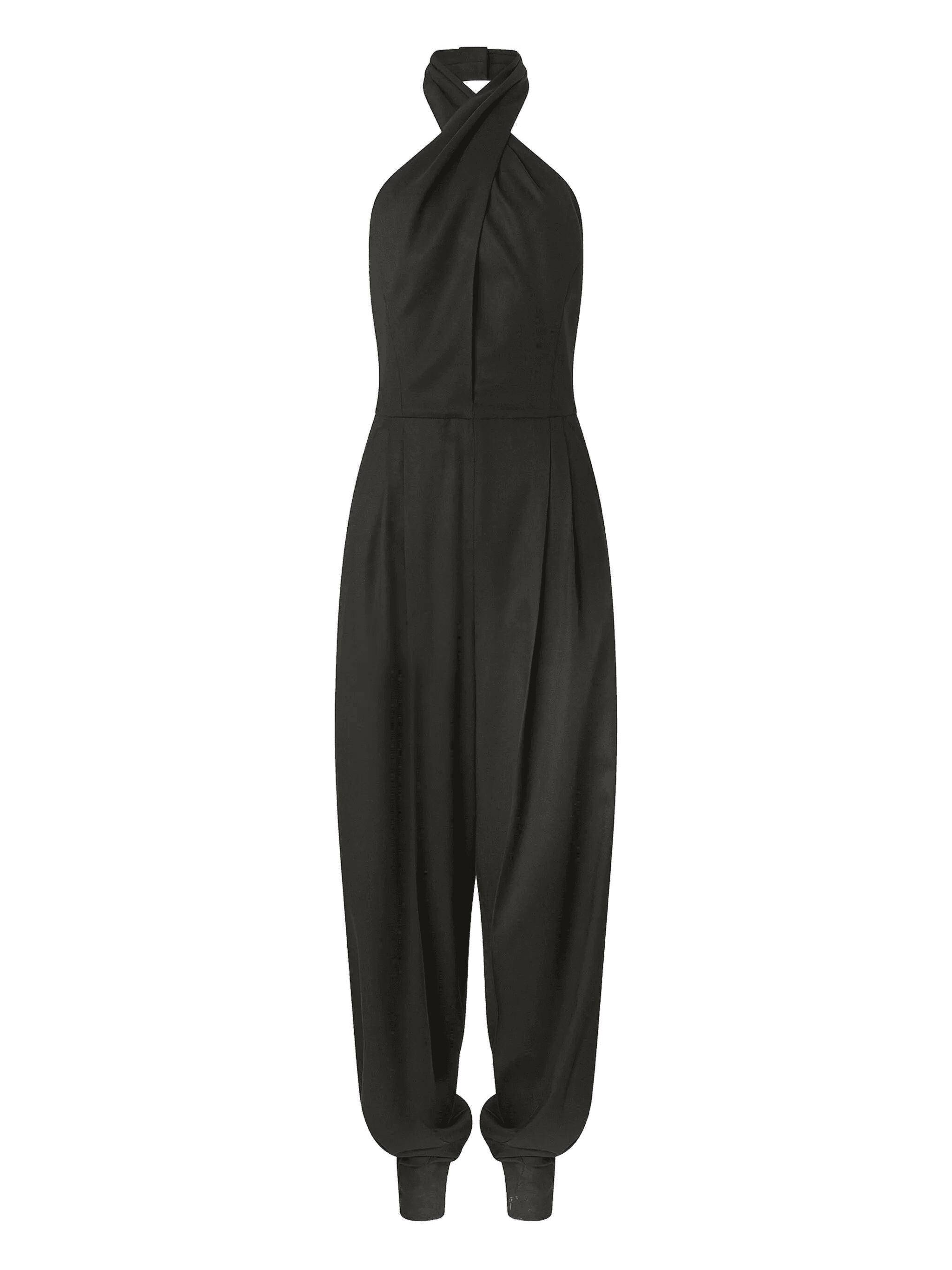 halter-neck pleated-front jumpsuit - Image 1