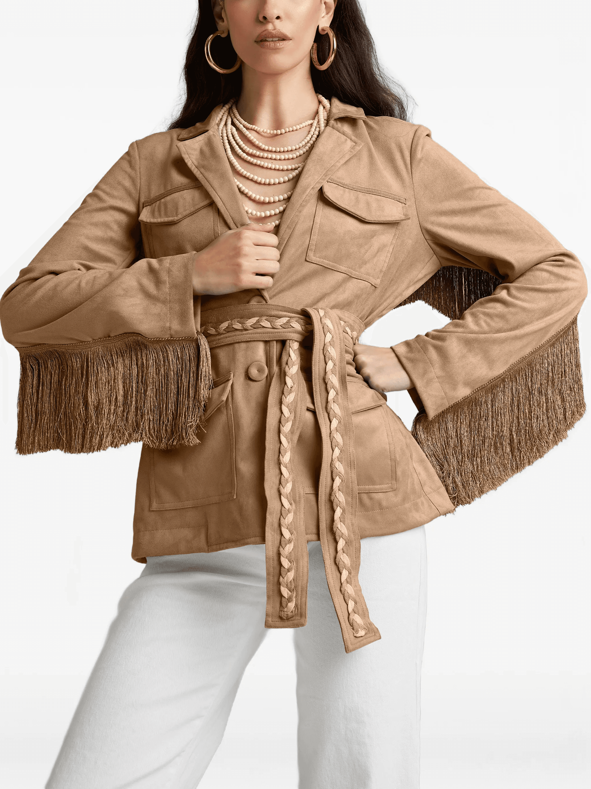 fringed belted jacket - Image 1