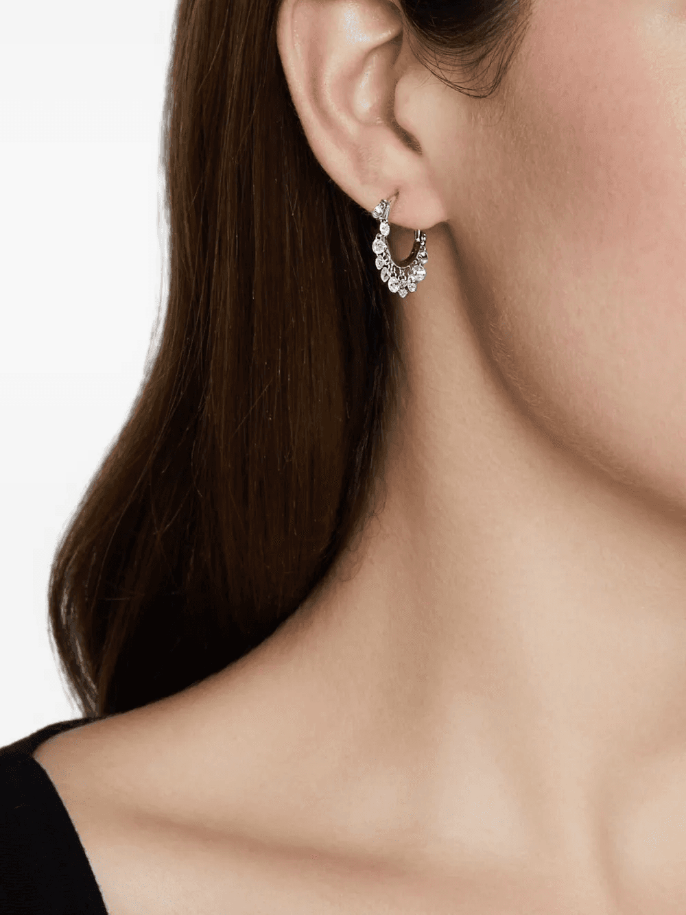 18K white gold diamond hoops - Image 1