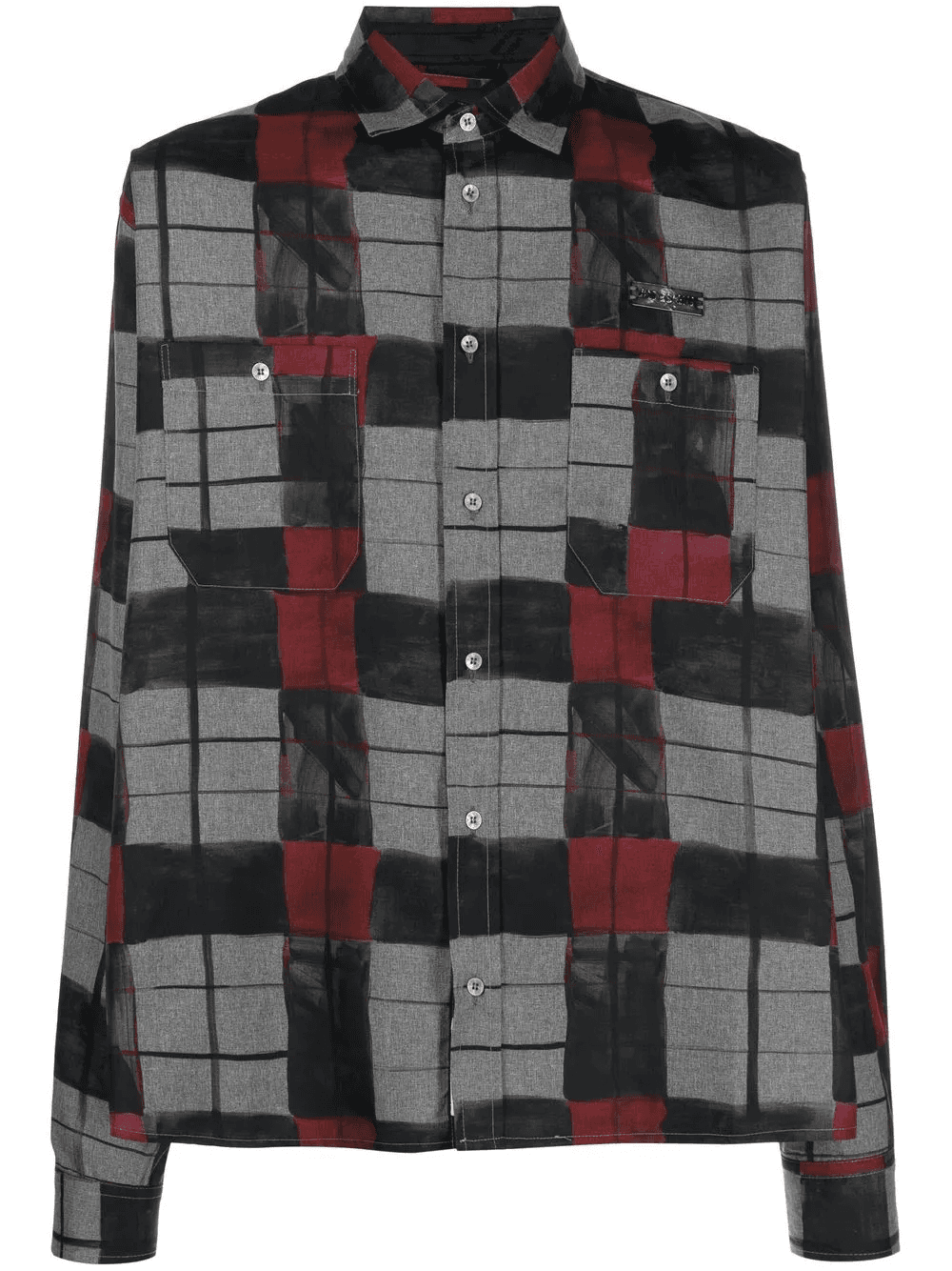 checked pattern long sleeved shirt - Image 1