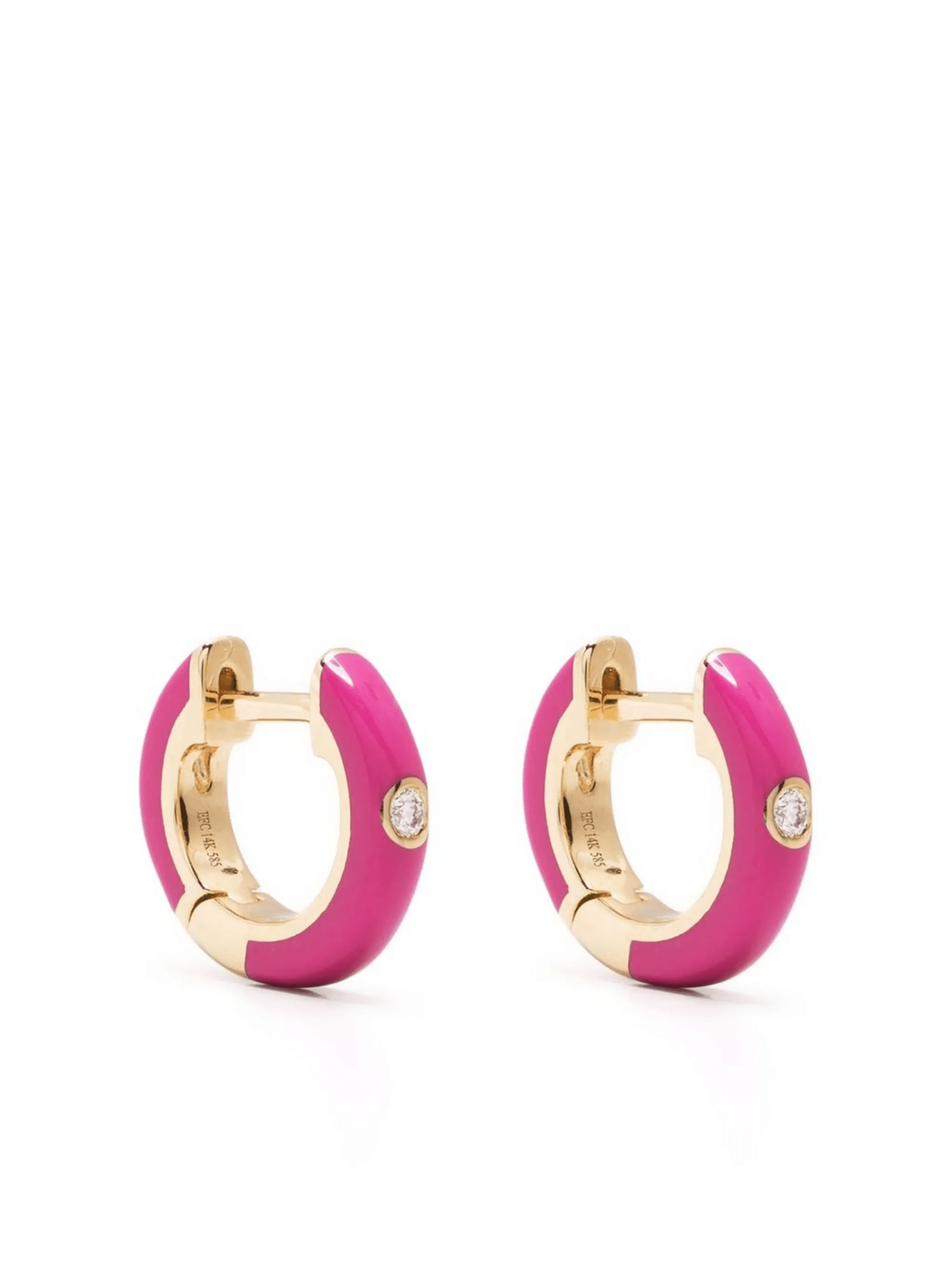 14kt yellow gold Berry enamel and diamond huggie earrings - Image 1