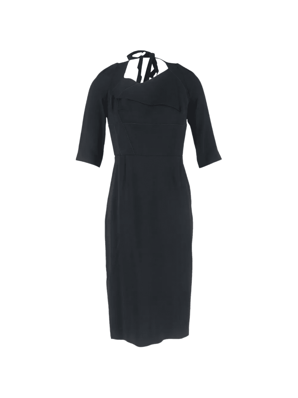 panelled tie-neck midi dress - Image 1