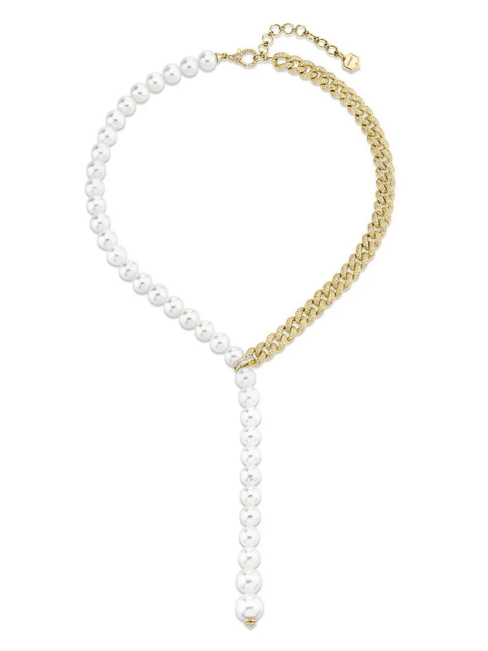 18kt yellow gold Split pearl and diamond necklace - Image 1