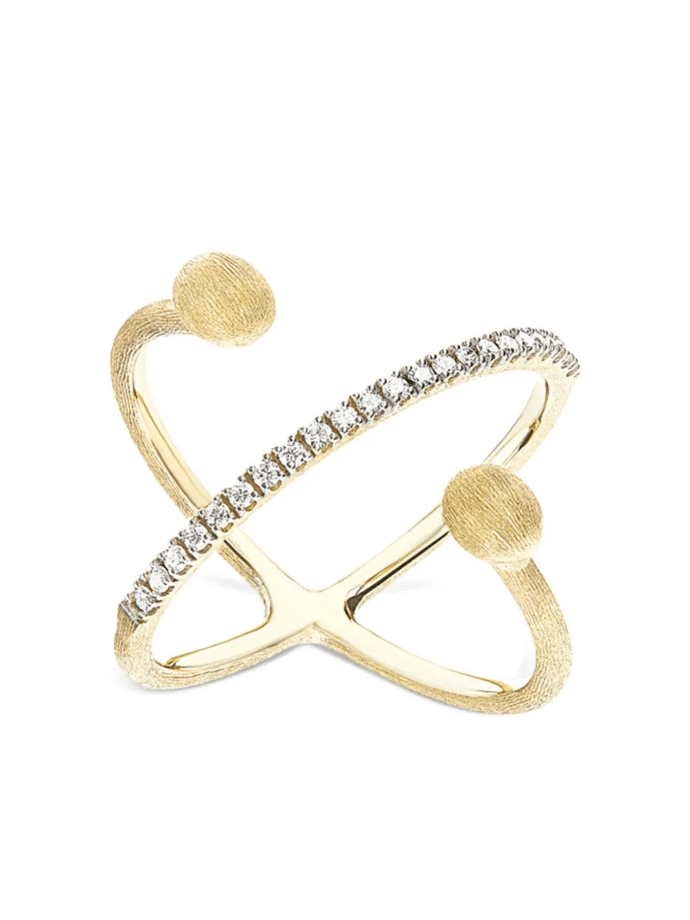 18K yellow gold small Élite diamond criss-cross ring - Image 1