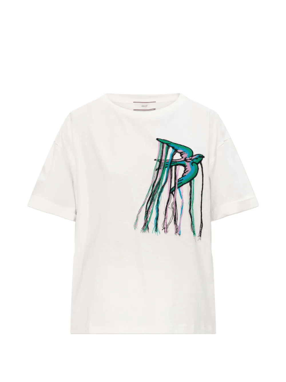 embroidered-patch cotton T-shirt - Image 1