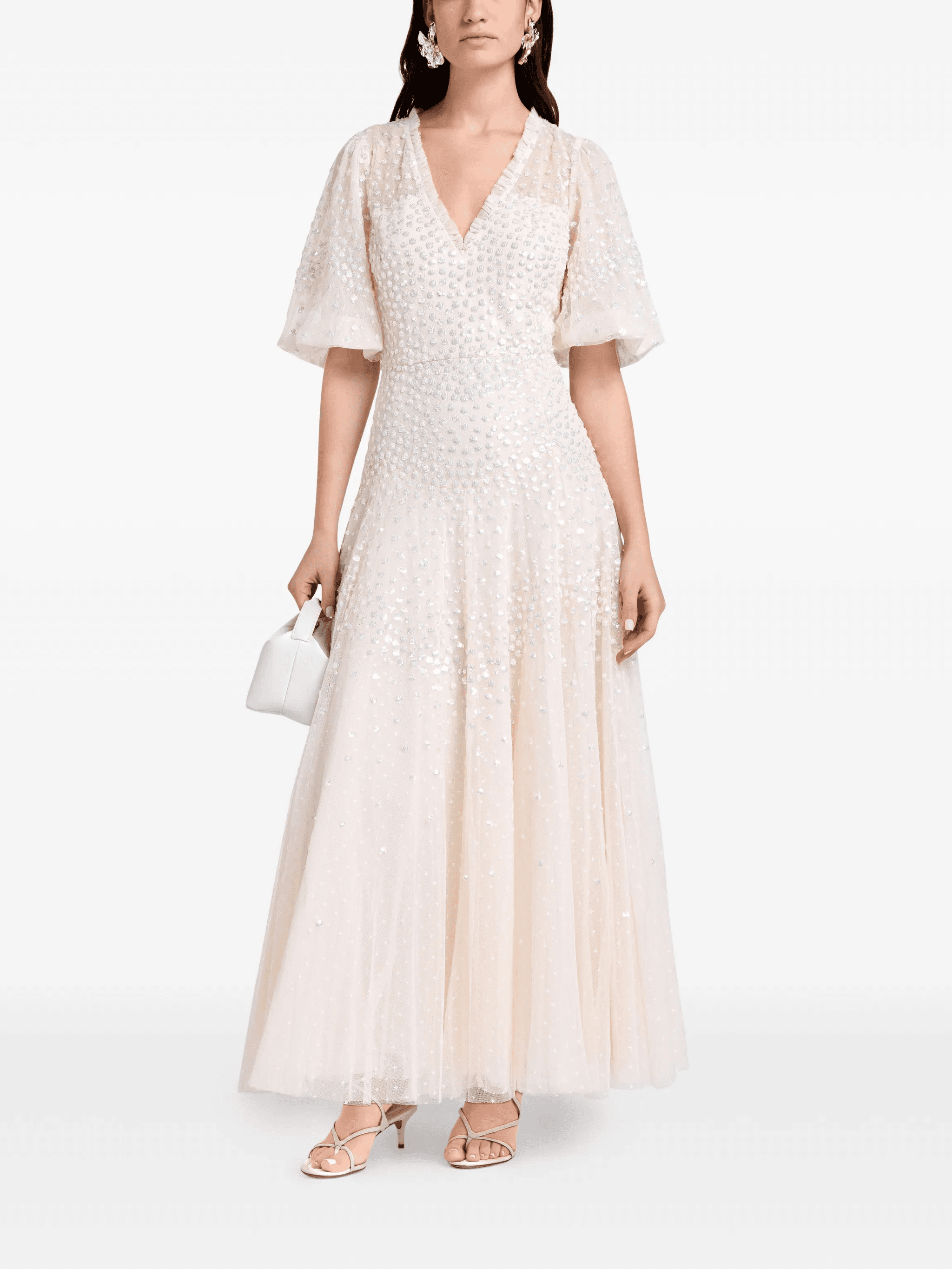 embellished ruffled midi dress - Image 1