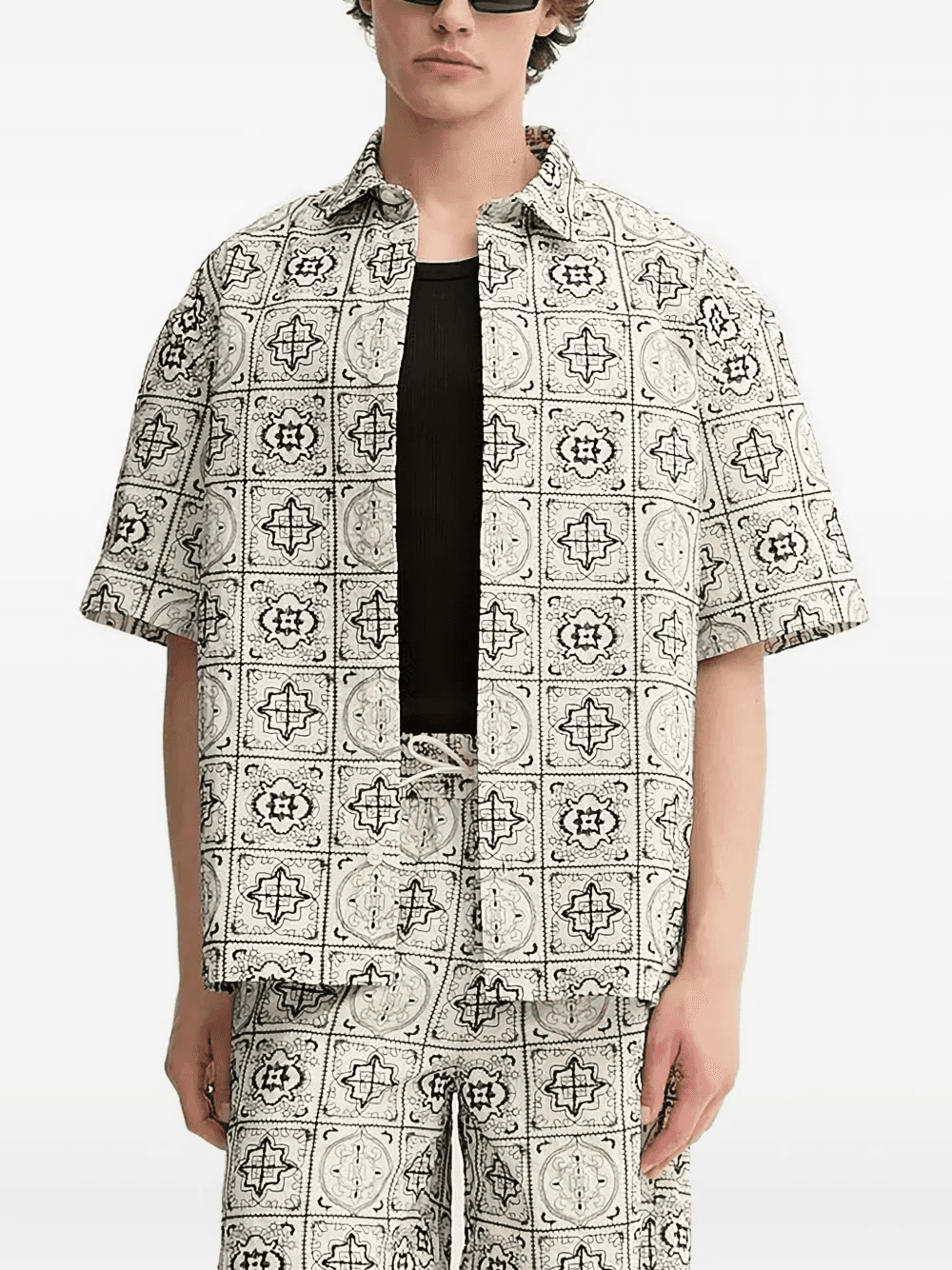 embroidered-patchwork shirt - Image 1