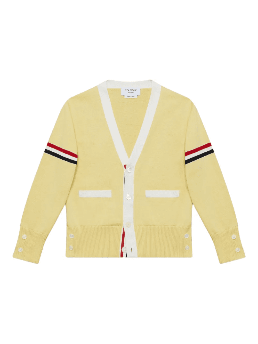 stripe-detail V-neck cardigan - Image 1