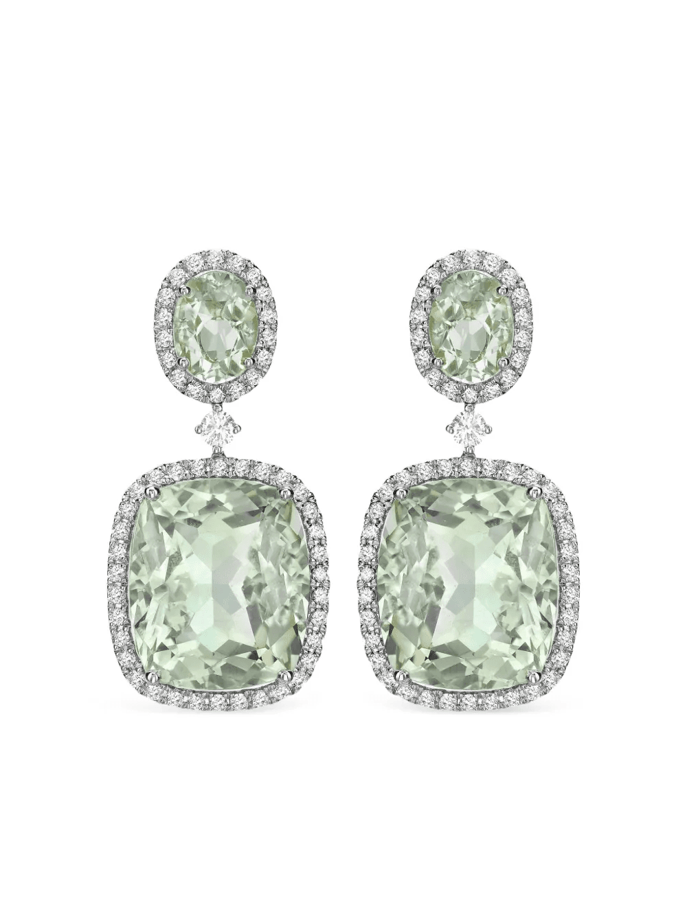 18K white gold Signatures amethyst and diamond drop earrings - Image 1