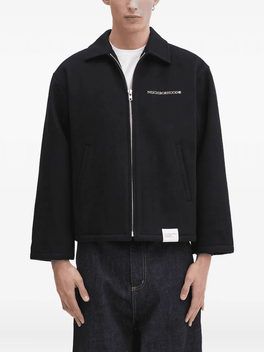 Melton logo-emblem zip-up shirt jacket - Image 1