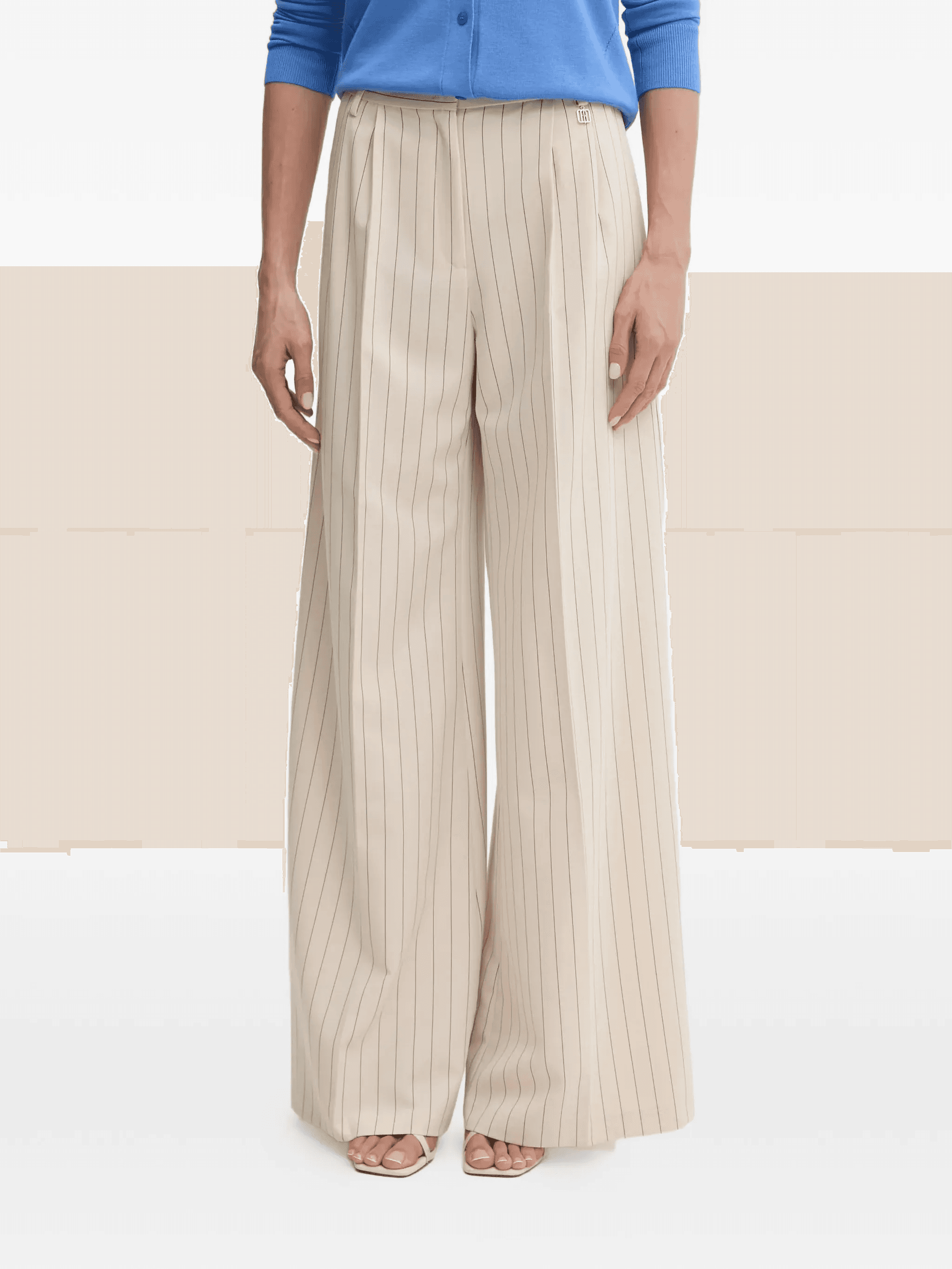 Cropped pinstripe wide-leg trousers - Image 1