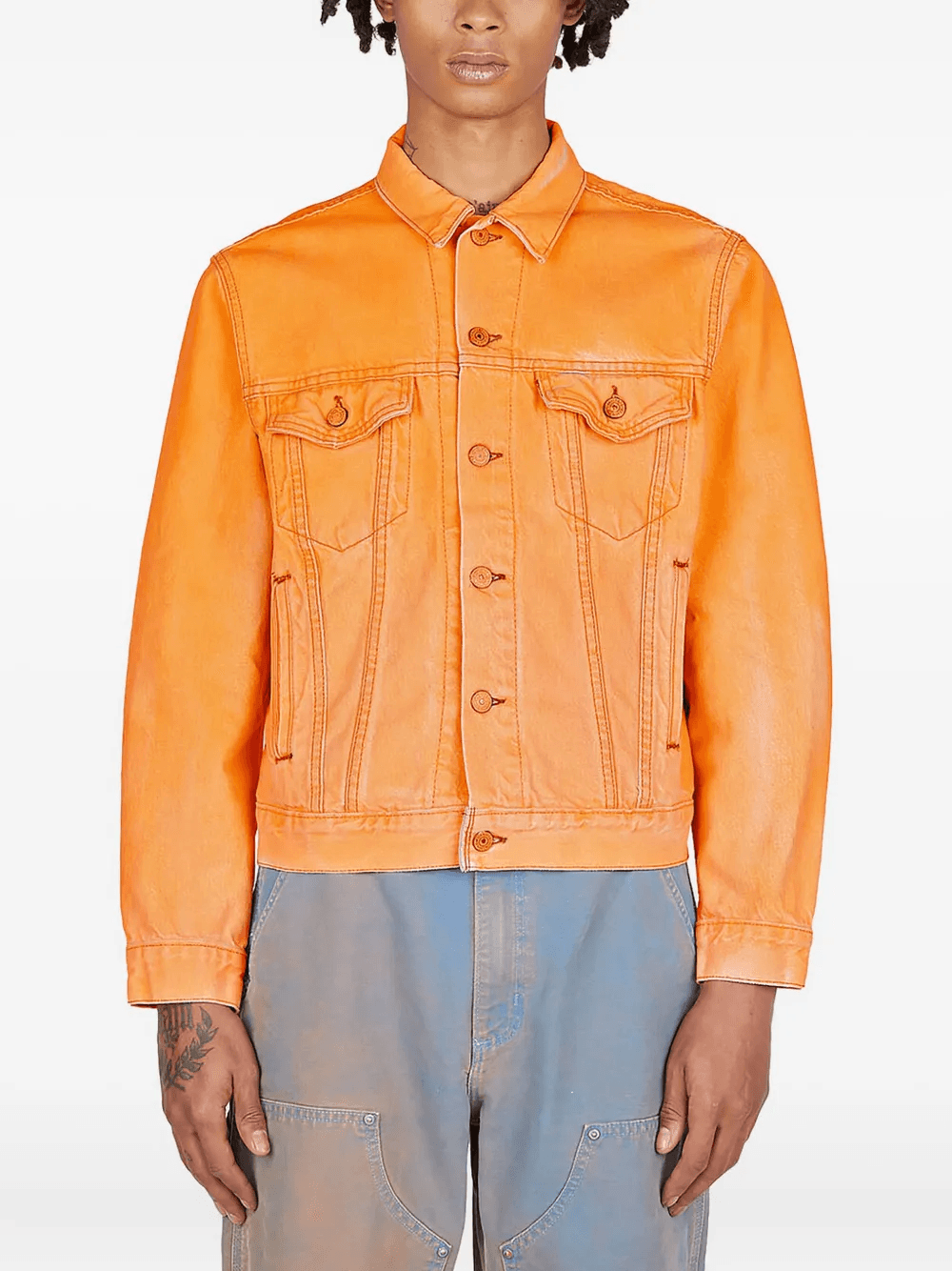 distressed denim jacket - Image 1