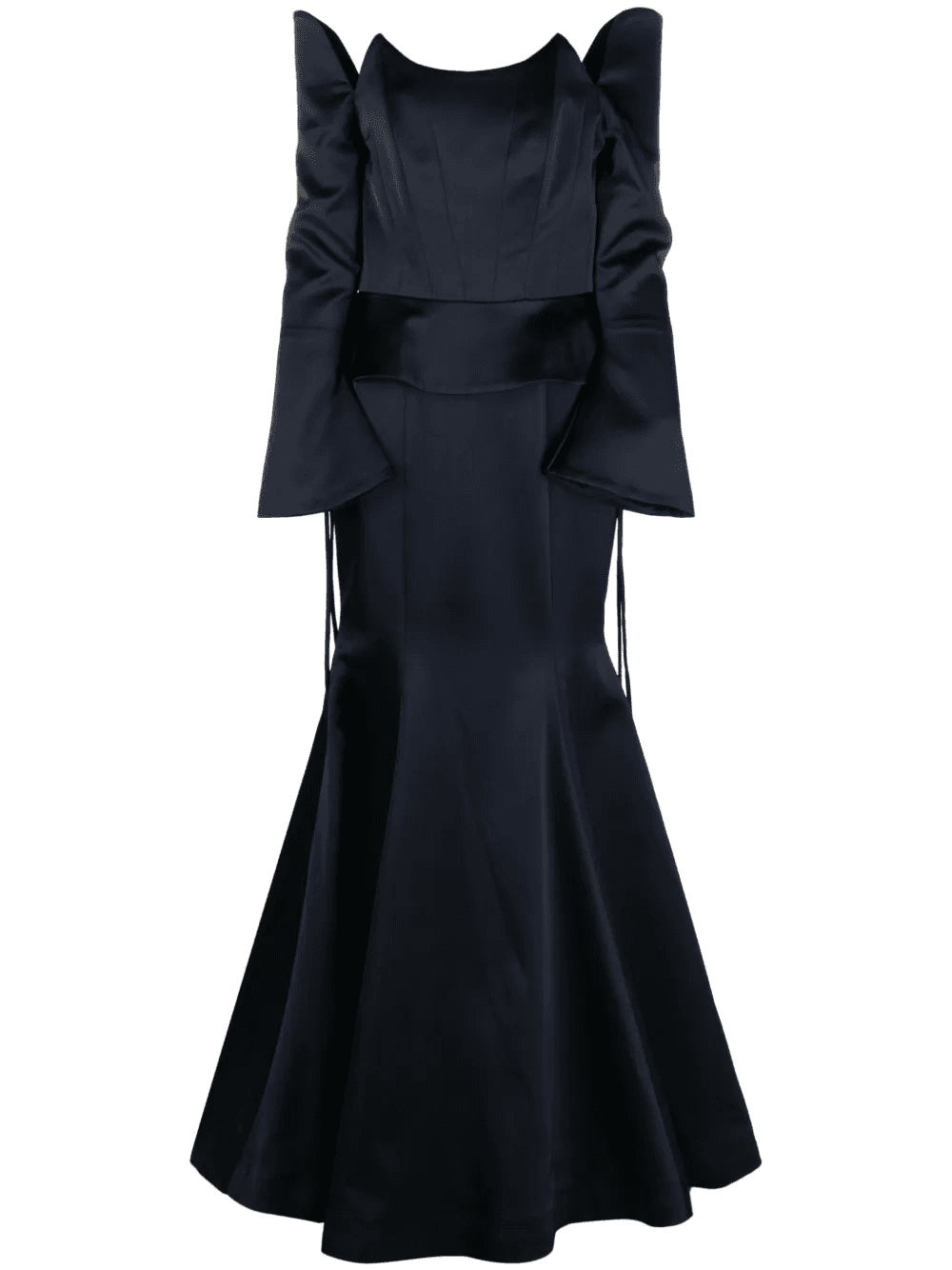 off-shoulder satin fishtail gown - Image 1