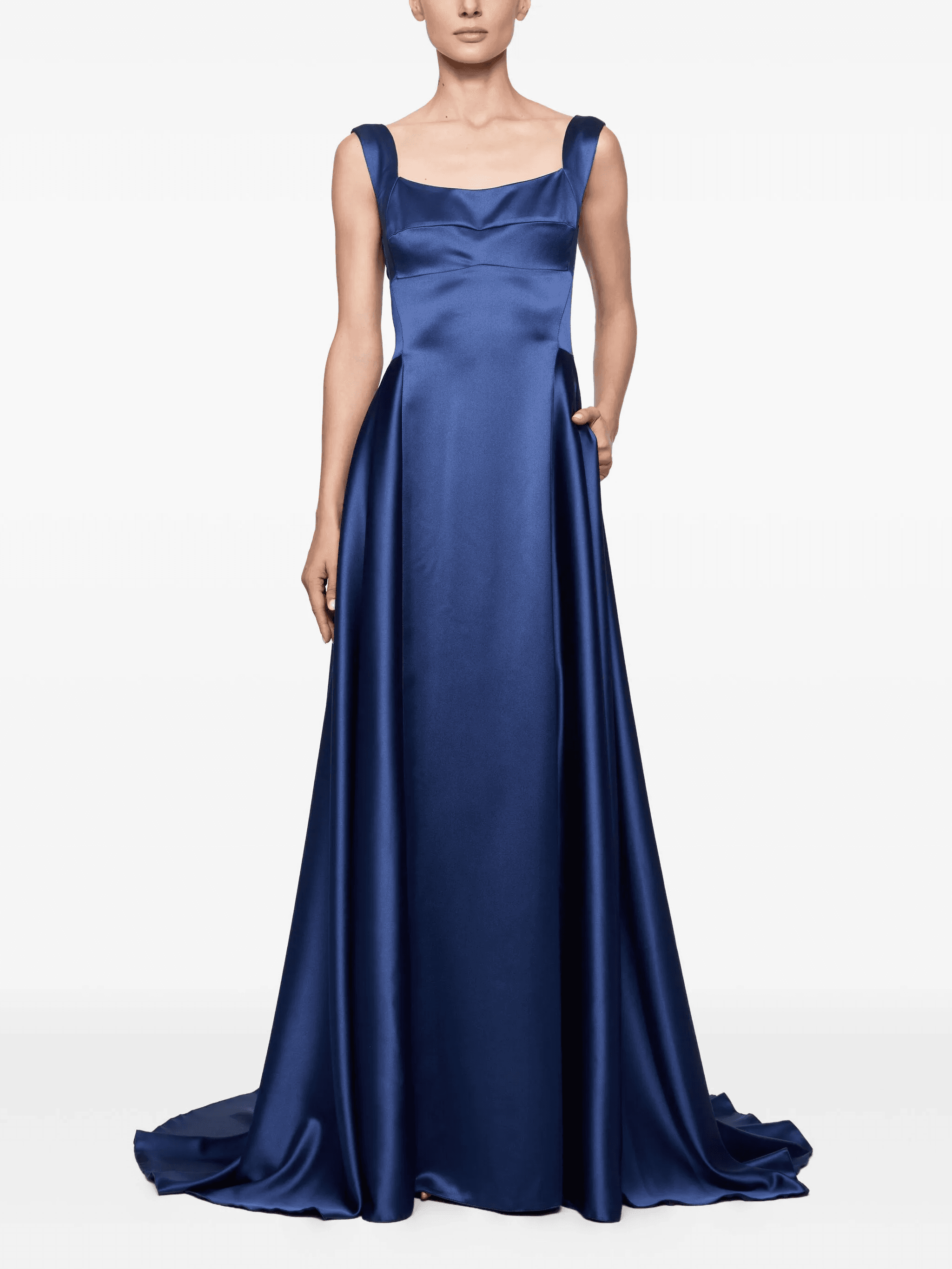 square-neck satin dress - Image 1