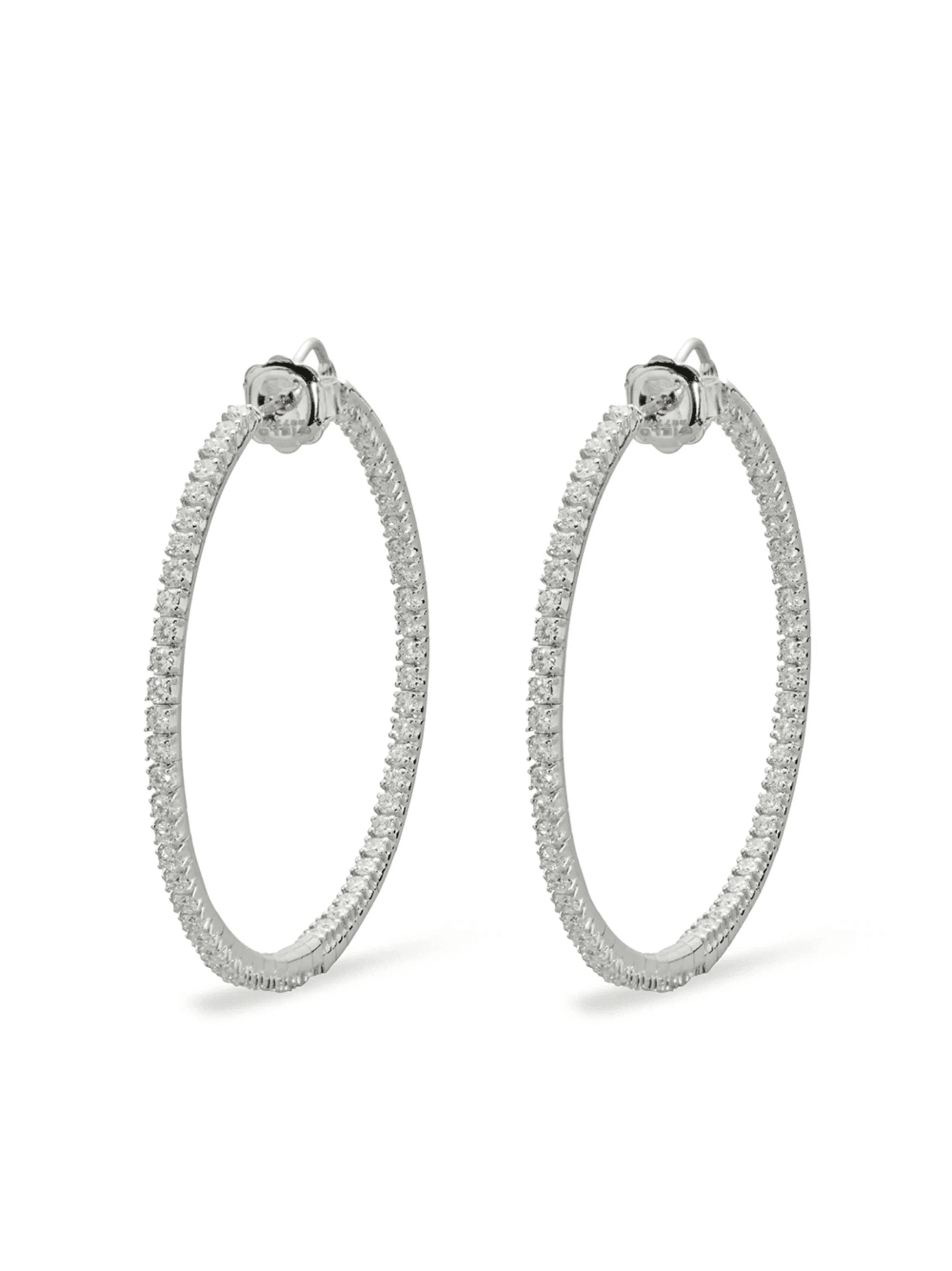 18kt white gold and titanium Rugiada front and back diamond hoop earrings - Image 1