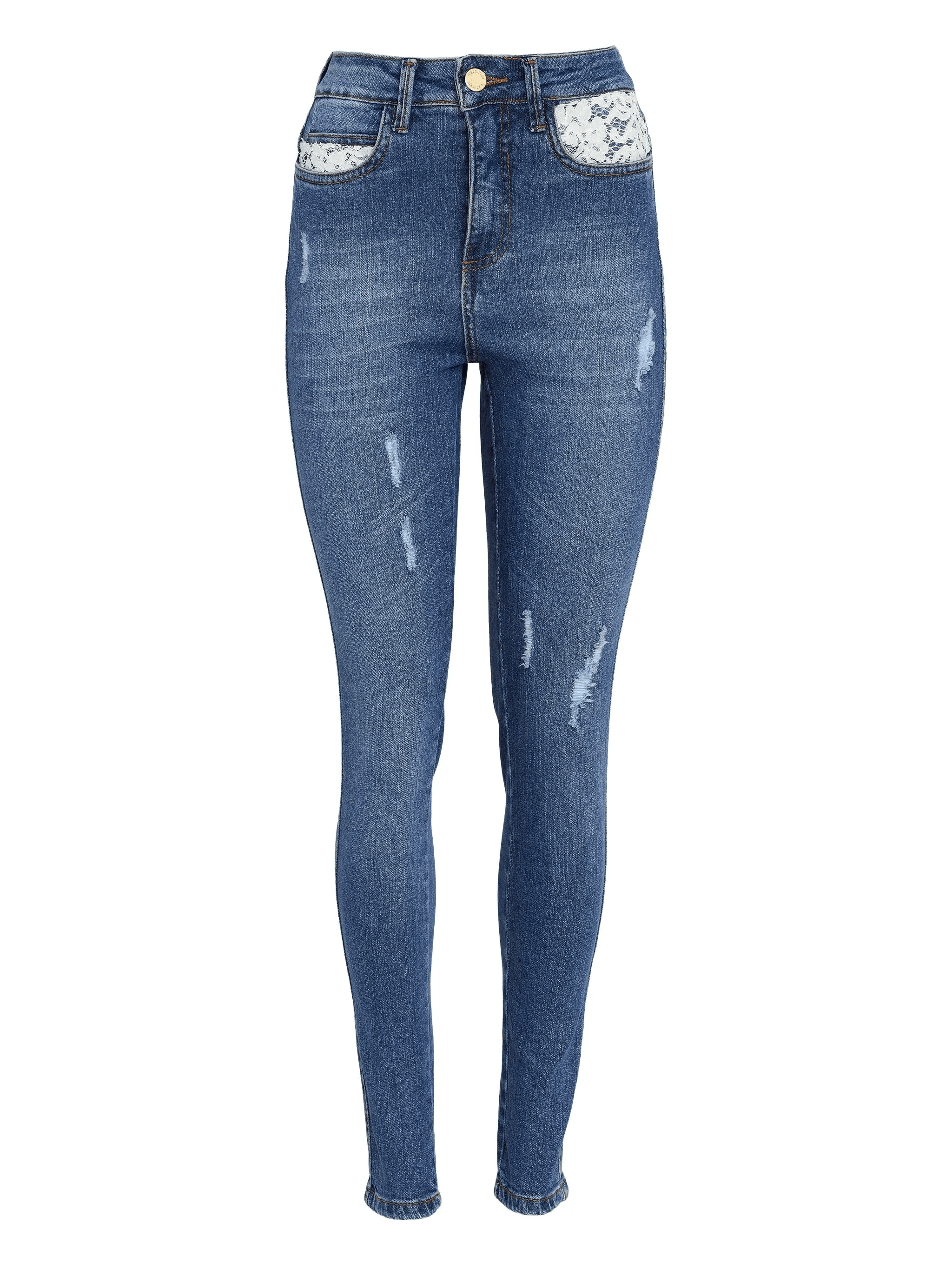 Viviane lace-pocket distressed jeans - Image 1