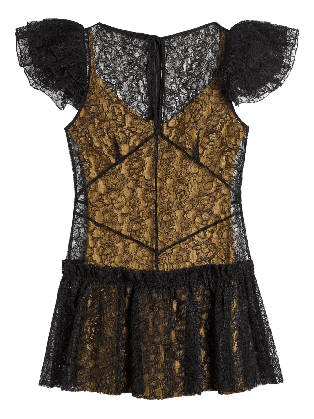 Nephele ruffled-sleeve lace-overlay mini dress - Image 1