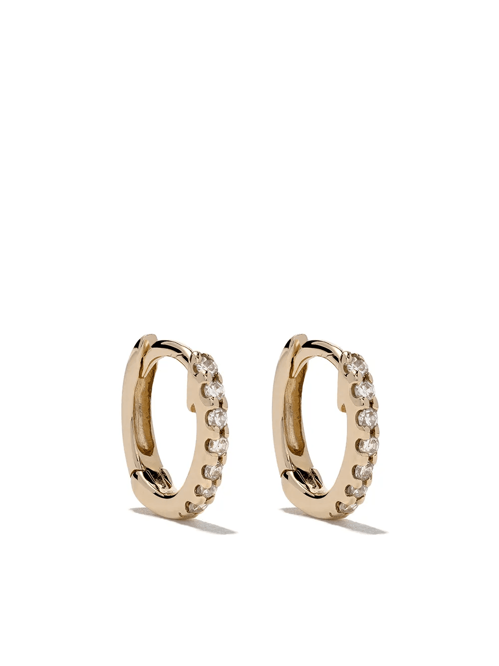 14kt yellow gold mini huggie diamond earrings - Image 1