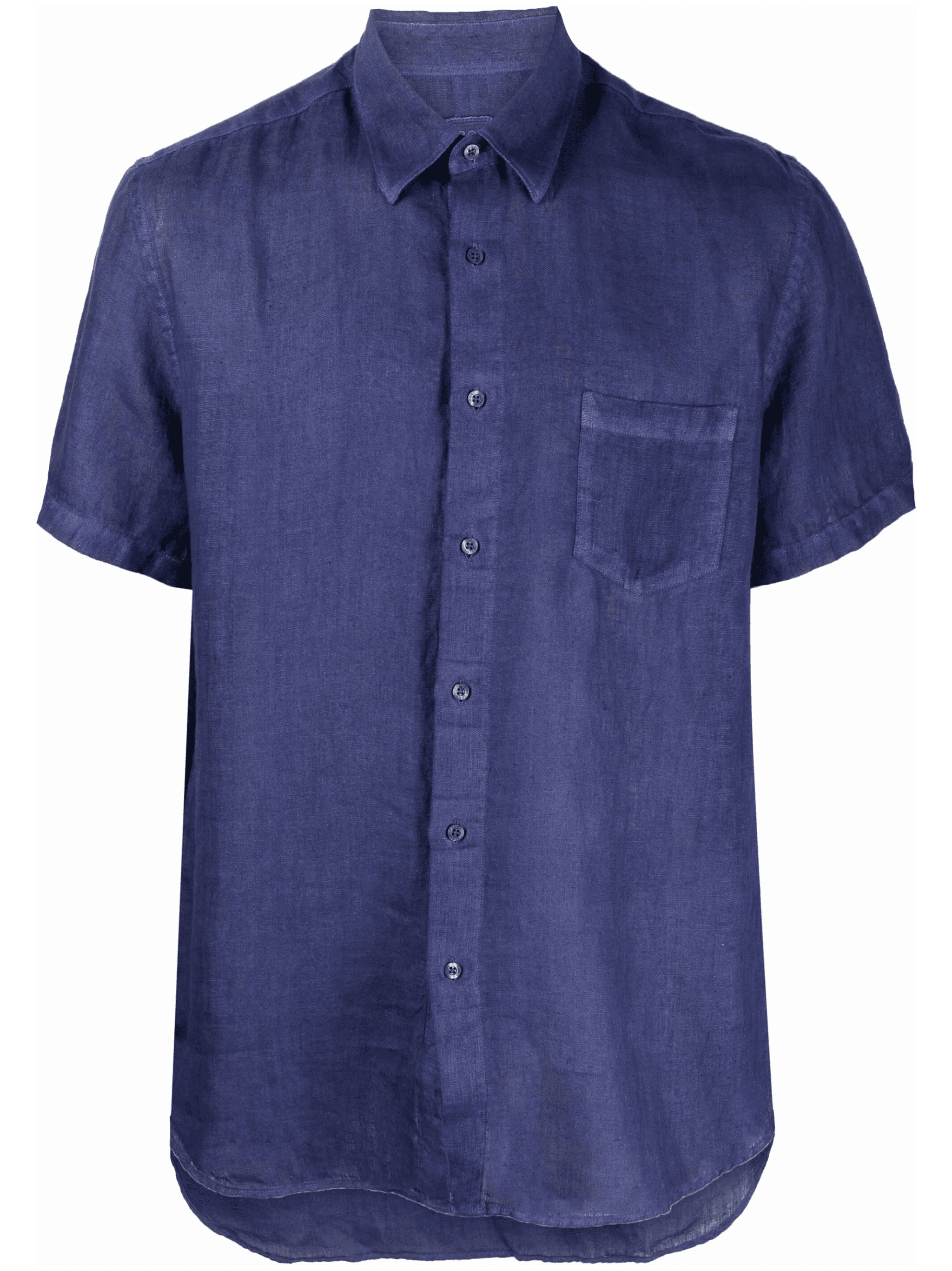 slub-texture short-sleeved linen shirt