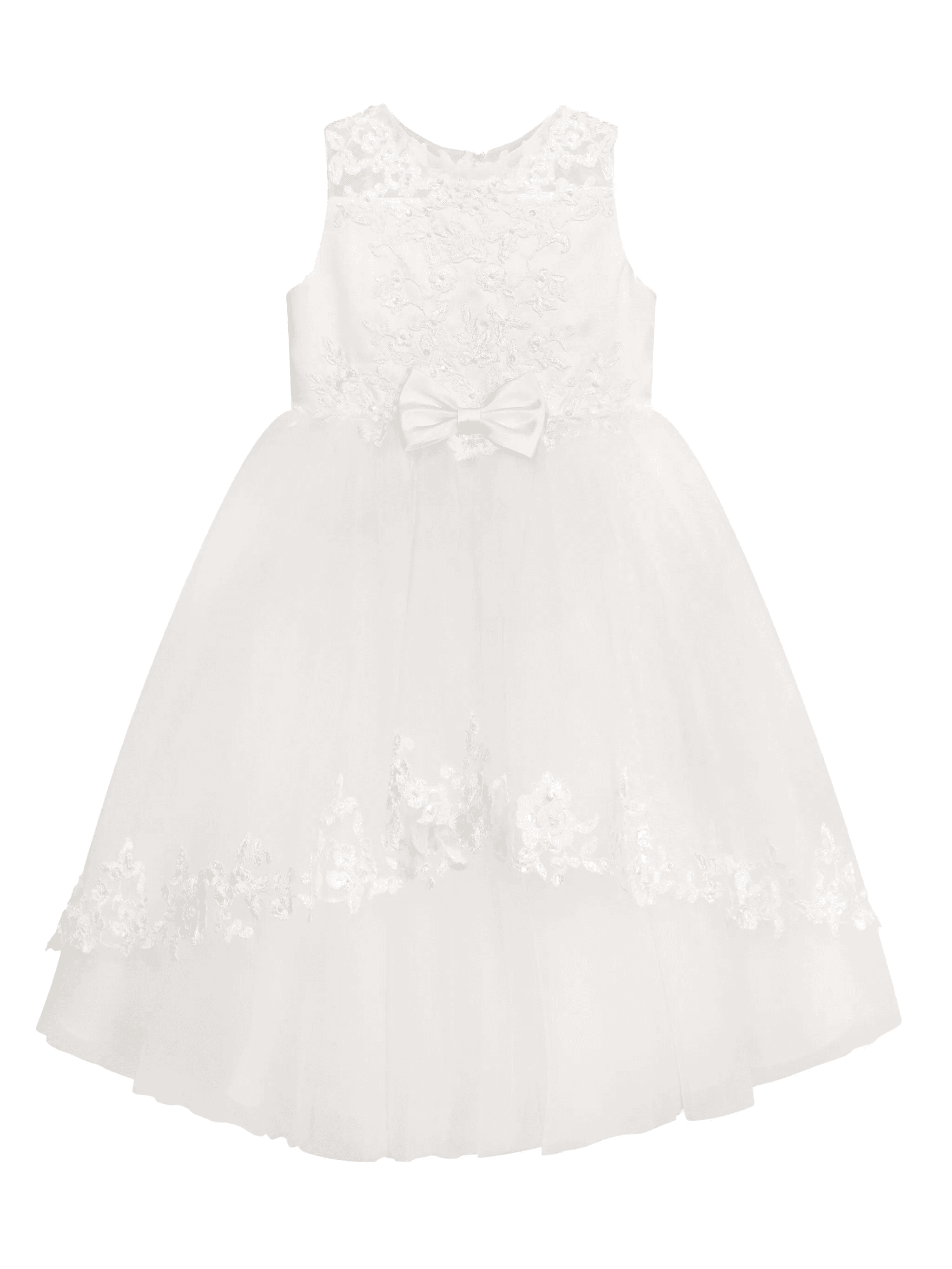 floral-embroidered bow tulle dress - Image 1