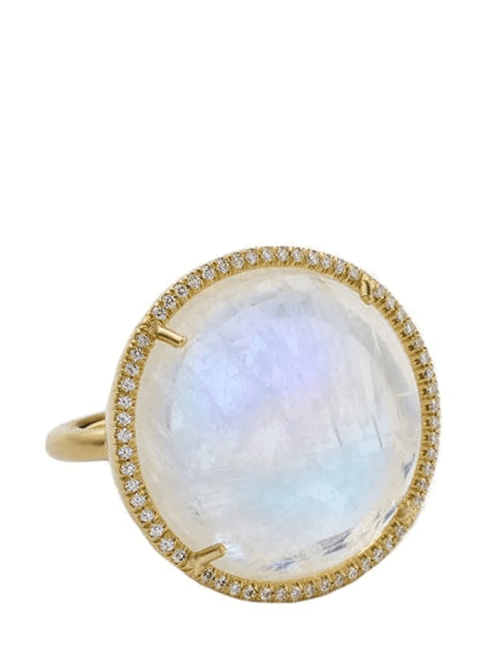 18kt yellow gold large Classic moonstone and diamond ring - Image 1