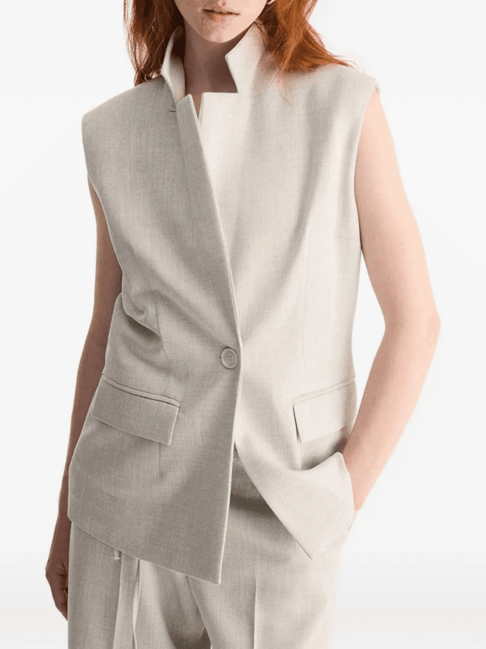 sleeveless single-breasted gilet - Image 1