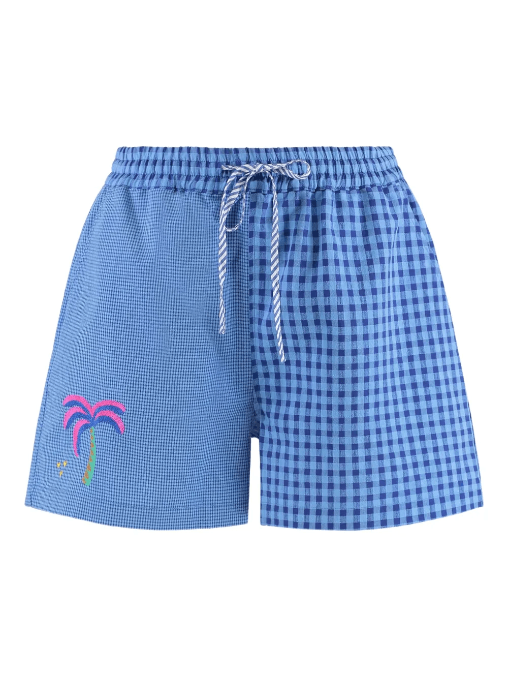 checked embroidered-motif shorts - Image 1
