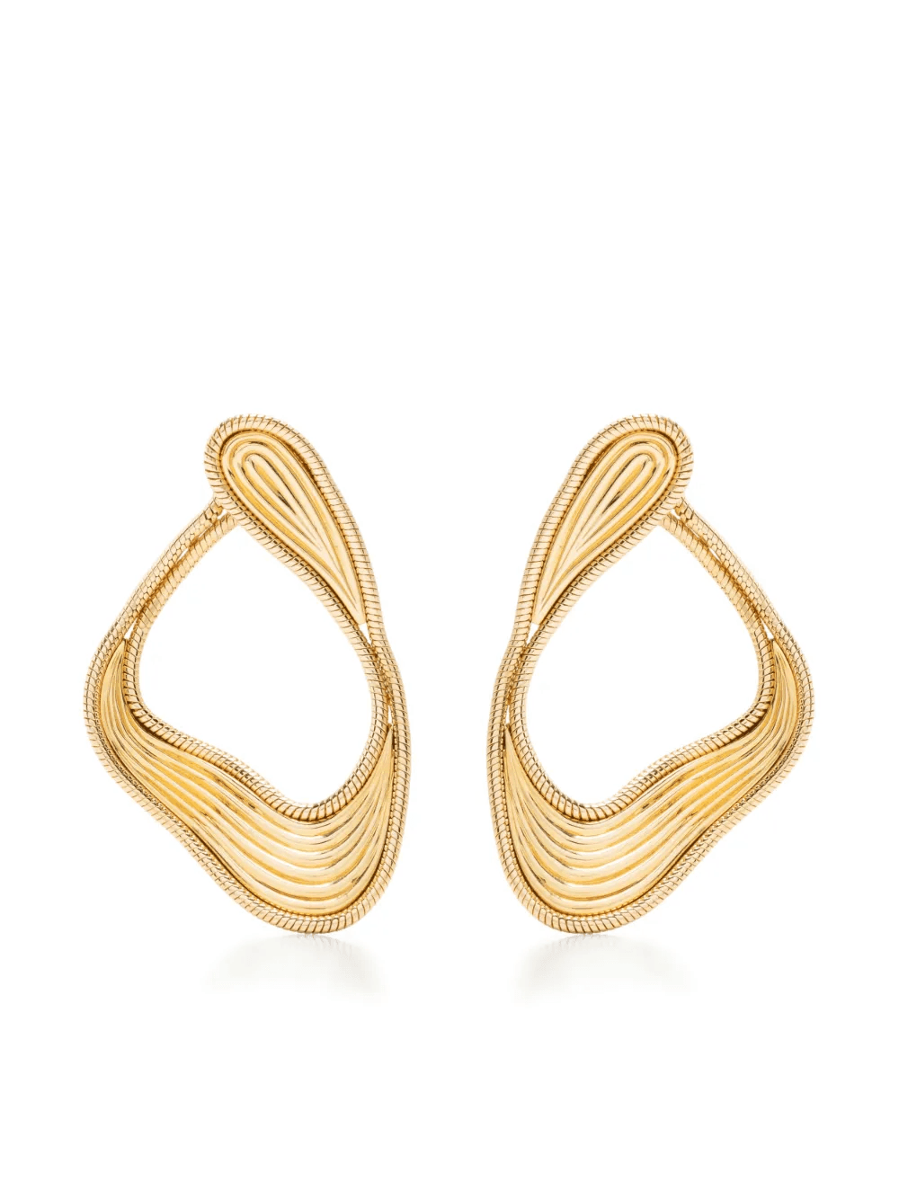 18kt yellow gold Stream Lines hoop earrings - Image 1