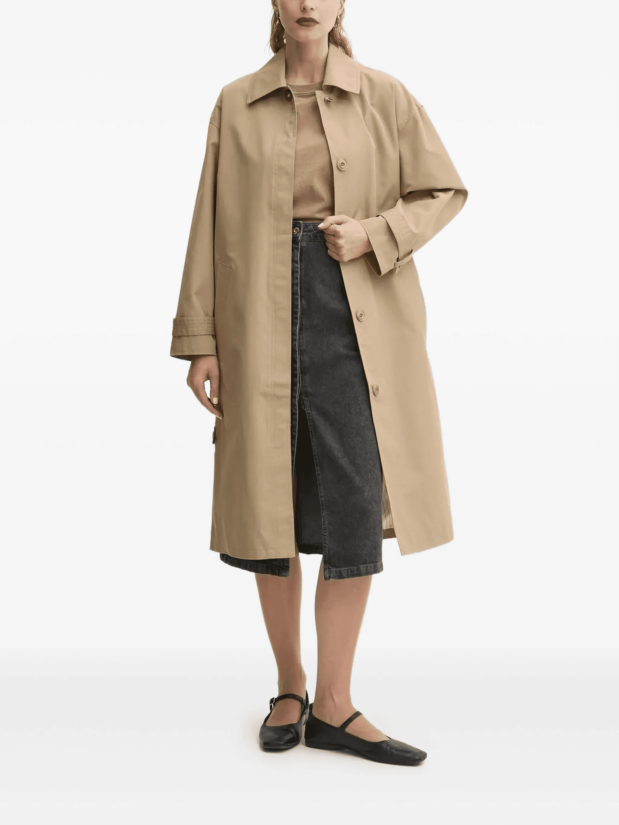 Trenchliss belted buttoned trench coat - Image 1